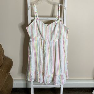 Torrid White & multi stripe challis skater dress. Size 4.